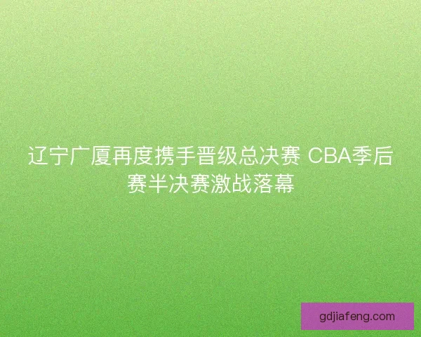 辽宁广厦再度携手晋级总决赛 CBA季后赛半决赛激战落幕